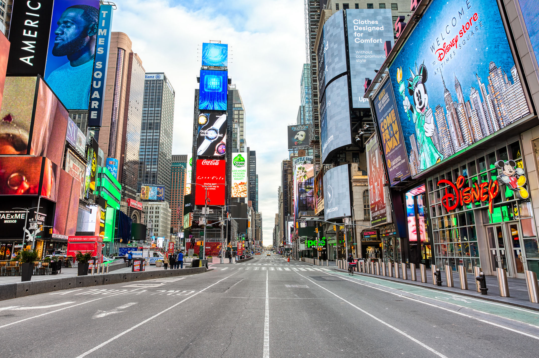 The nearly empty streets of New York City because of the coronavirus pandemic.