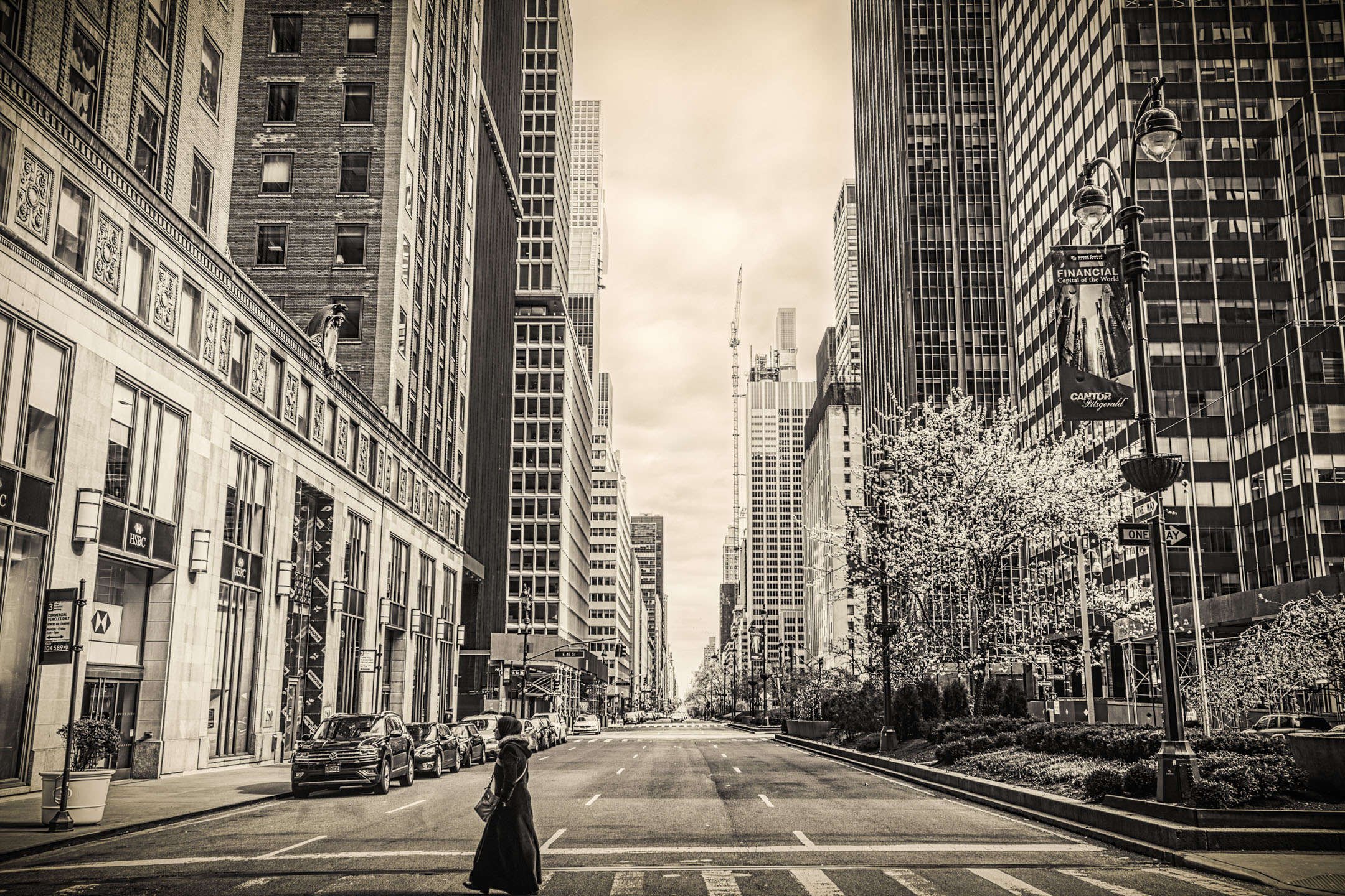 The nearly empty streets of New York City because of the coronavirus pandemic.